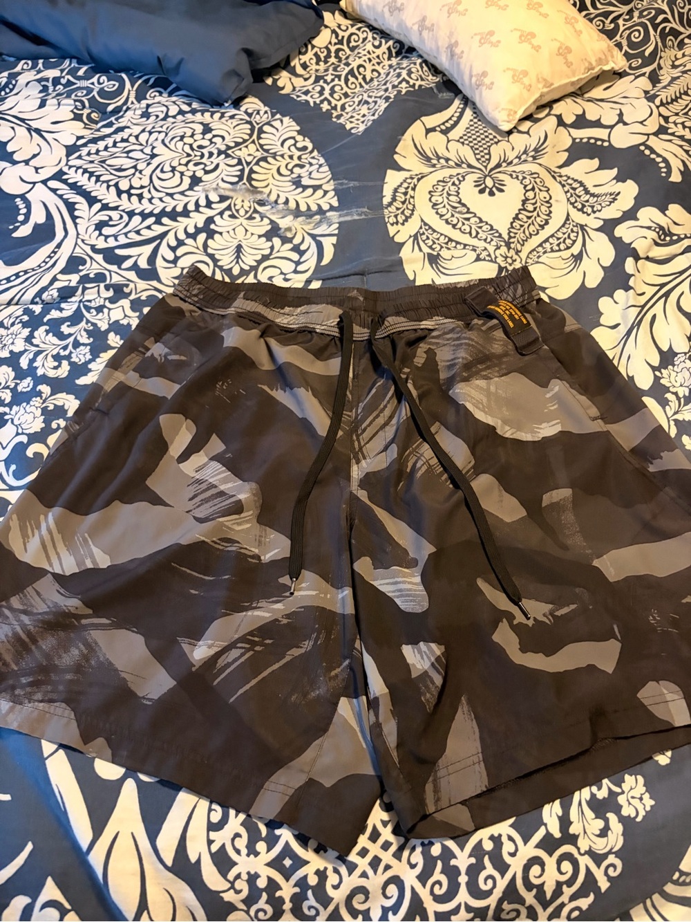 Men's Black & Gray Camo Swim Shorts